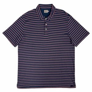 Faherty Movement Polo Shirt Mens XL Blue Pink Sunwashed Striped Organic Cotton